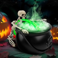 Halloween Hexenkessel Mit Nebel Skelett Beleuchtung Deko Schwarz FüR Party
