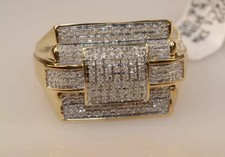 Anillo de compromiso de moissanita real de 3,00 quilates para hombre enchapado en oro amarillo de 14 k plateado