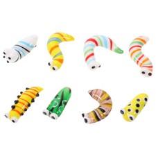 8 Pcs Glazed Caterpillar Ornaments Mini for Crafts Glass Figurines