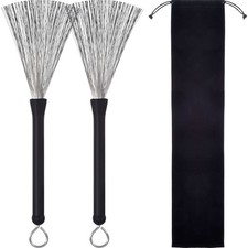 1 Pair Drum Brushes Retractable Wire Brushes Sticks With Rubber Handles