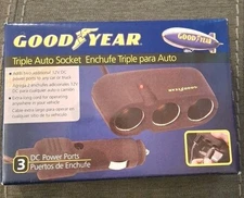 GoodYear Automotive 3 Way DC Power Port Adapter With Long Power Cord New In Box
