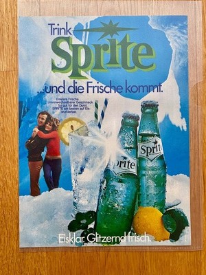 Trink Sprite ...und die Frische kommt 70s retro 1972 Vintage Werbung Reklame E59