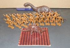 DFC Lot Vintage Prehistoric Dinosaur Playset 1981 18 Cavemen Raft Brontosaurus