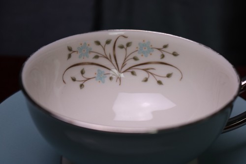 Syracuse China Meadow Breeze Cup & Saucer Set (s) Platinum Aqua MCM USA MINTY! - Picture 8 of 8