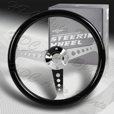 W-power 350mm Black Galaxy Colored Wood 6-hole Chrome Spoke 14 Steering Wheel