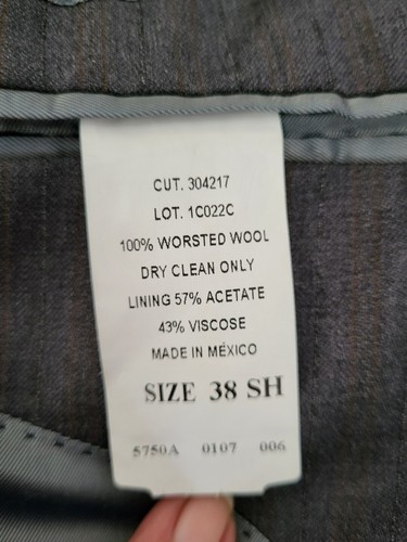 Andrew Fezza Gray Pin Striped Suit 100% Worsted Wool Jacket Size 38SH Pants 32SH - Picture 11 of 18
