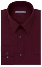 $84 Geoffrey Beene Men Classic Fit Red Textured Casual Dress Shirt 14.5 32/33 S