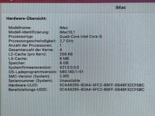 Apple iMac 21,5 Zoll, Ende 2012 (A1418) / 1 TB FP / 8 GB RAM mit OS X Sonoma - Bild 11 von 14