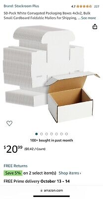 Stockroom Plus White Corrugated Mailer Boxes - Pack of 50 for sale online