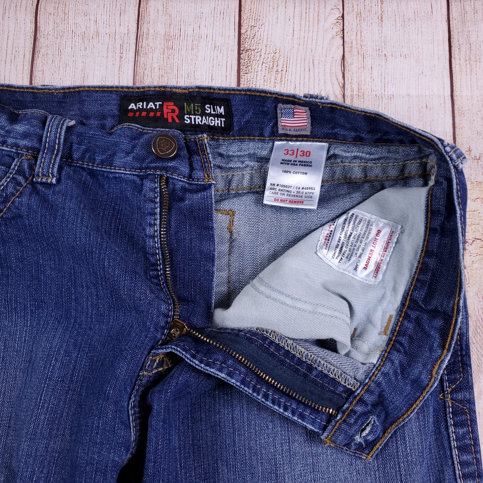 Ariat FR M5 Slim Straight Men's Jeans Size 33X30 (Fit 33x29) Blue Denim