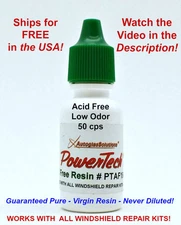 PowerTech Acid Free Auto Glass Windshield Chip Crack UV Repair Resin .5 oz 15 ml