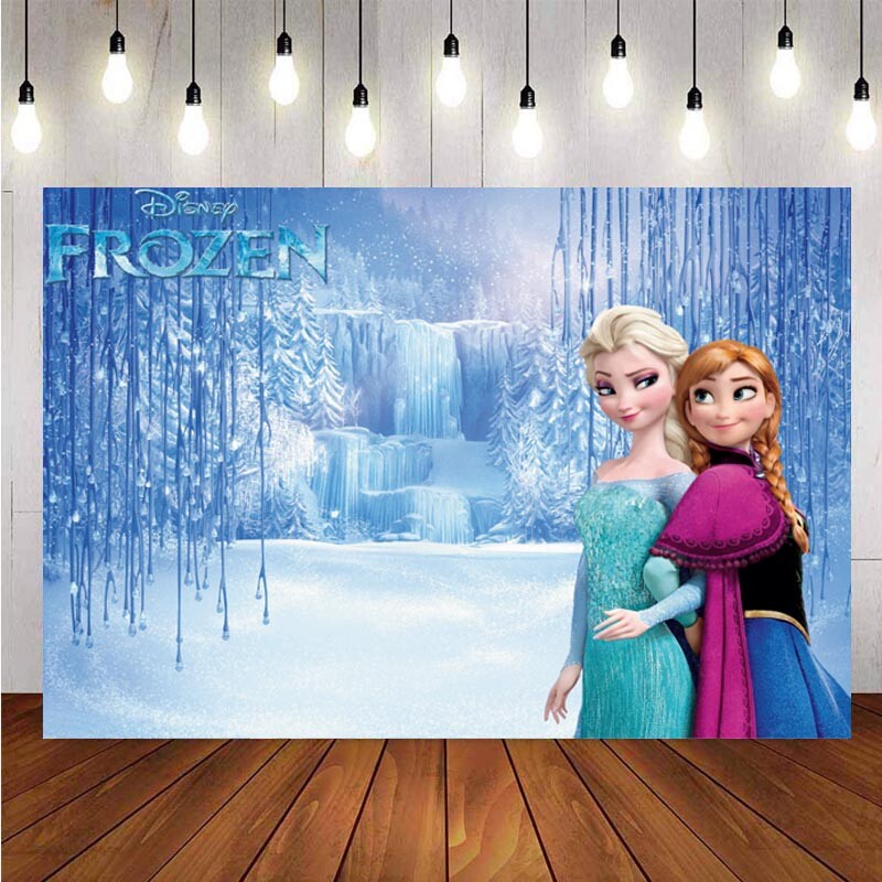 Décoration Fond Photo Anniversaire Frozen - Elsa Et Anna - Pour Fille, Fond Ronds Colorés