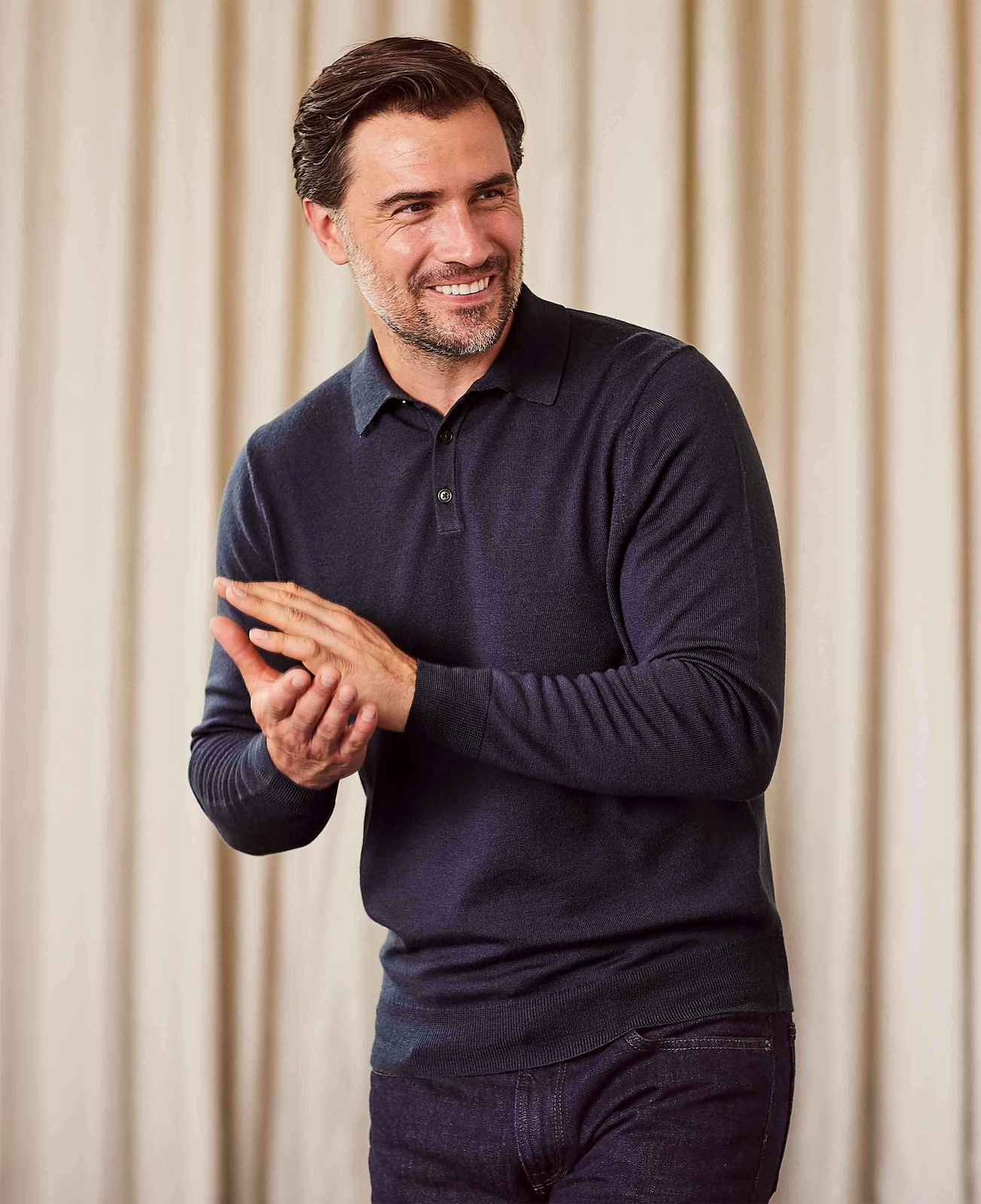 FILA Polo Savile Row Company uomo in maglia di lana merino marina