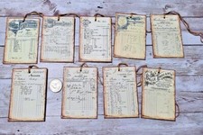 9 Vintage Ephemera Ledger Junk Journal Linen Cardstock Gift Hang Tags