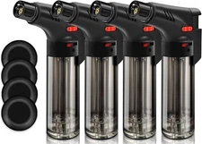 Torch Lighters, 4 Pack, Butane Refillable Torch Lighter, Rotatable Head, Windpro