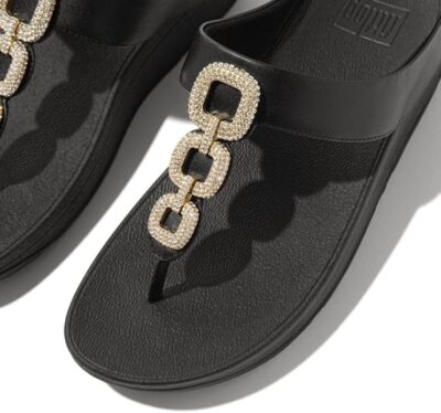 Fitflop Lulu Womens Crystal Embellished Toe-Post Sandals