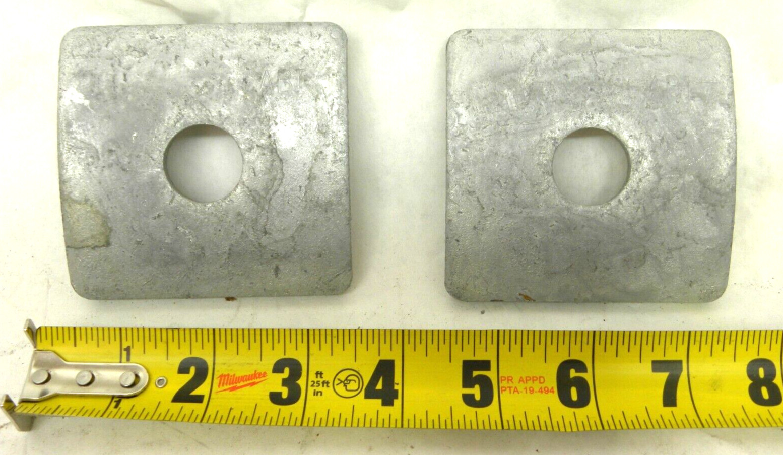2 PIECES 3-1/4" Large Curved Square Steel Washer Plate Utility Pole 13/16" Hole