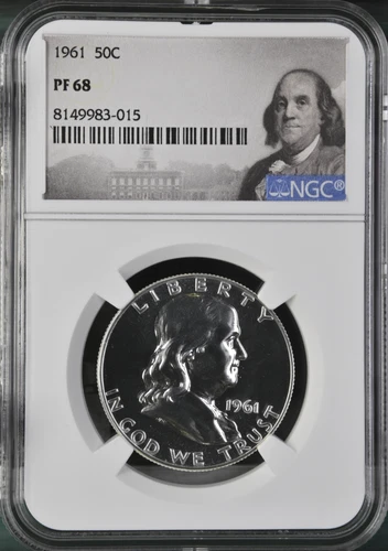 1961 Proof Franklin 50C NGC PF 68 Benjamin Franklin Label FR