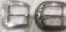 Lot of 2 Belt Buckle Western Paisley  Silver Tone Boot Barn Replacement for 1.5"