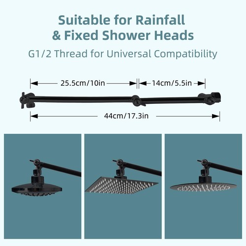 16 Inch Shower Head Extension Arm, Solid Brass Height Angle Adjustable - Picture 18 of 30