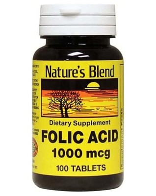Swanson Nature's Blend Folic Acid 1000 mcg 100 Tablets 100 Count (Pack of 1)