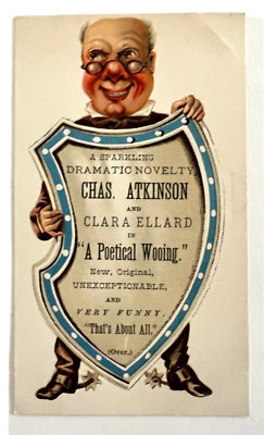 Victorian 1890's Trade Card Dramatic Novelty Comedy Poetry  Wooing Announcement