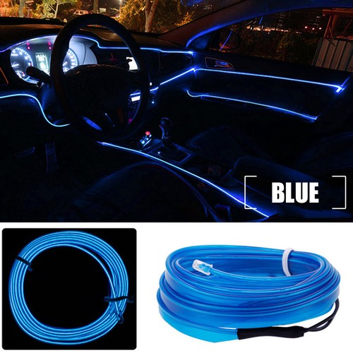 9.8FT Blue Car Interior Atmosphere Lamp EL Cold Light Line LED Ambient Light USB - Bild 2 von 12