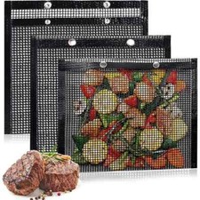Non-Stick ​Reusable PTFE Mesh BBQ Grill Bags For Charcoal Gas & Smokers