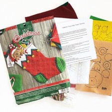 Bucilla Felt Christmas Stocking Kit Peek a Boo Teddy Opened Package