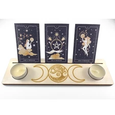 Tarot 3 Card Holder with Moon phases, Oracle Card Display, 
