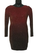A'Gaci Metallic Wine Ombre Cowl Back Bodycon Dress Large L Long Sleeve NWT