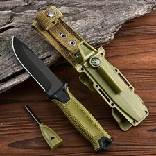Outdoor Survival Hunting Knife Fixed Blade w/ Sheath – Camping & Tactical Black