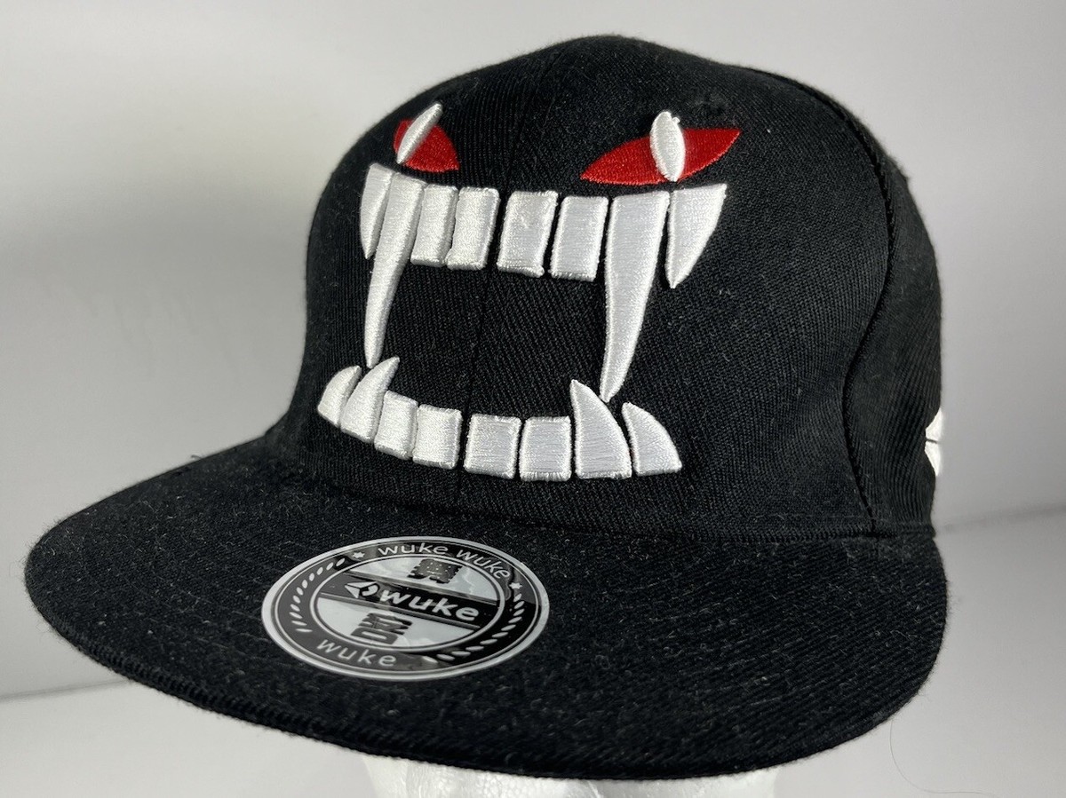 WUKE Devil Eyes Fangs Monster Snapback Baseball Hat Cap Black | eBay
