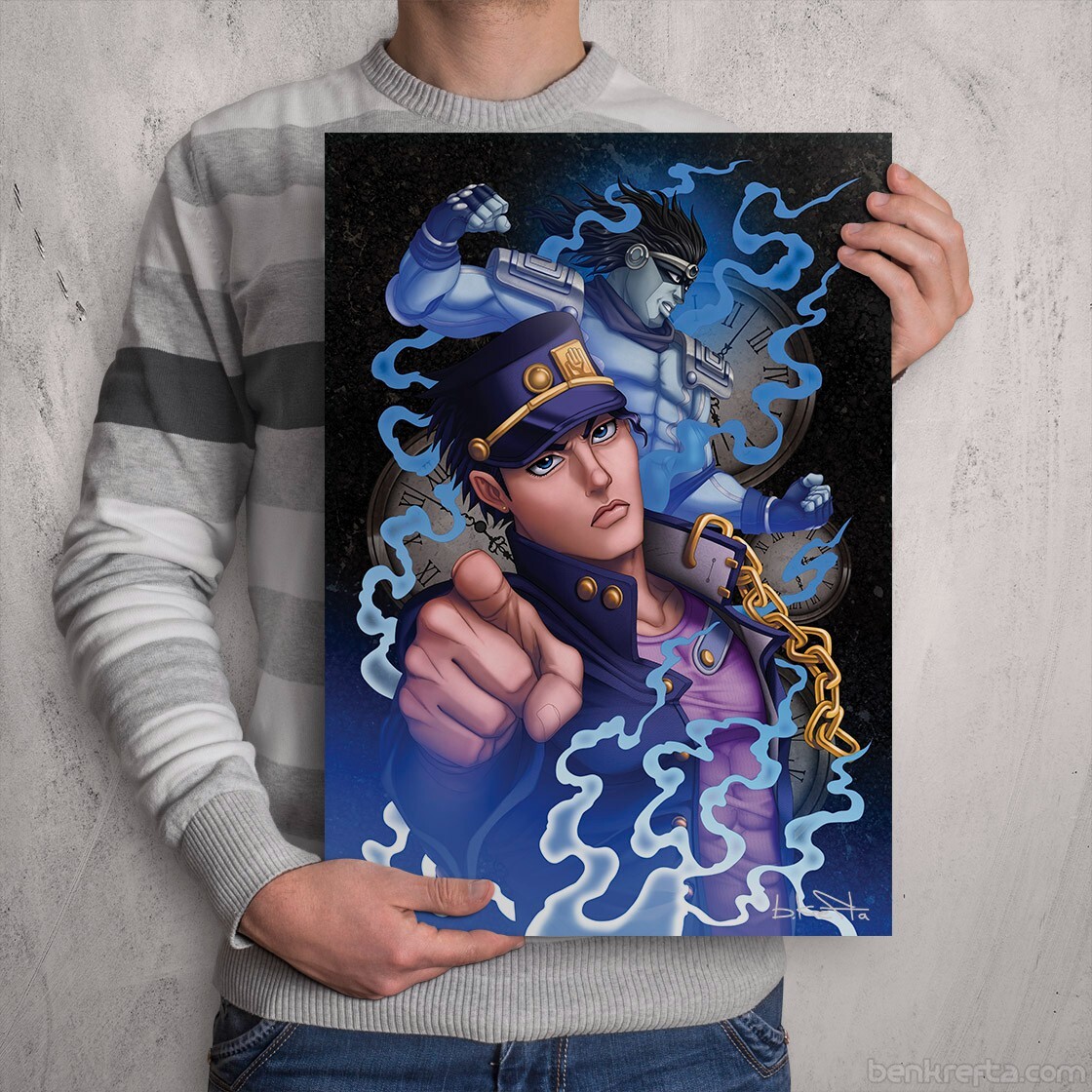 JOTARO Jojos Bizarre Adventure - Impresión artística en color firmada - Póster de anime arte de pared