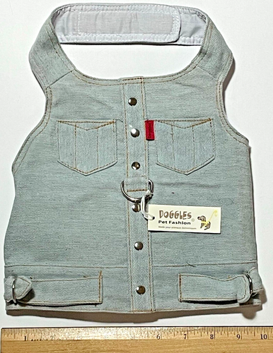 Hundeweste Geschirr blau Jeansjacke Größe Teetasse - Bild 1 von 6