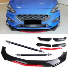 For Ford Focus Front Bumper Lip Splitter Lower Spoiler Body Black+Red