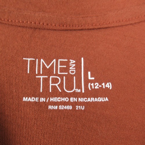 Time And Tru Shirt Womens Large Brown Solid Long Sleeve Pullover T Shirt Cotton - Picture 5 of 12