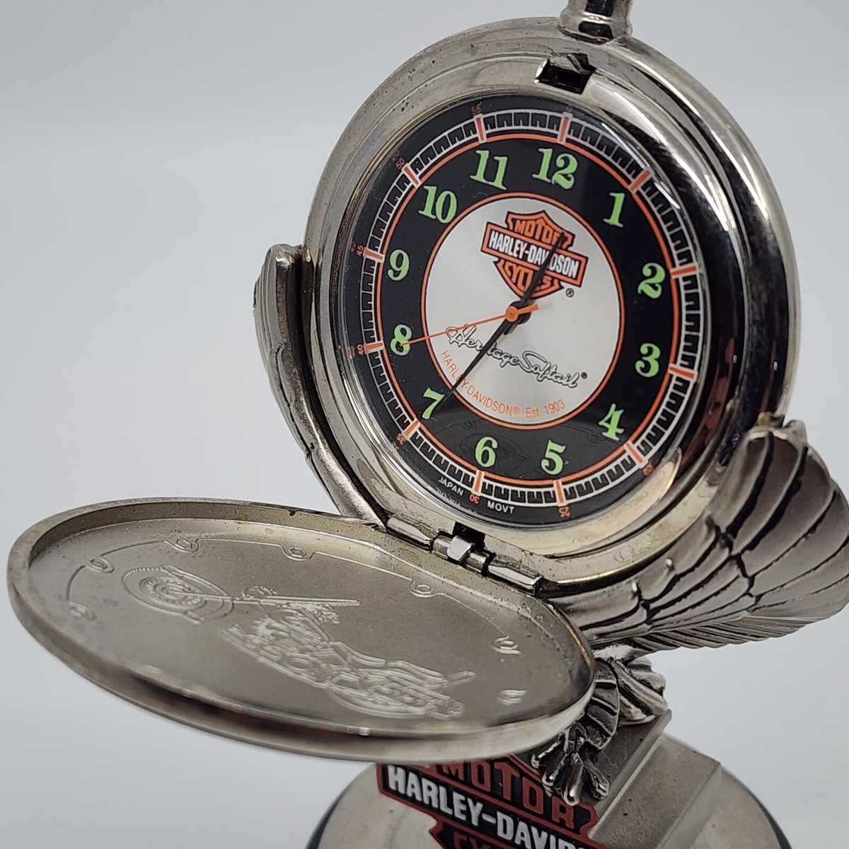 1998 Franklin Mint Harley Davidson Heritage Softail Pocket Watch