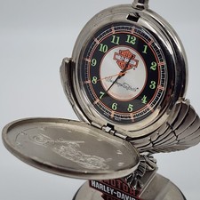 1998 Franklin Mint Harley Davidson Heritage Softail Pocket Watch Eagle Stand