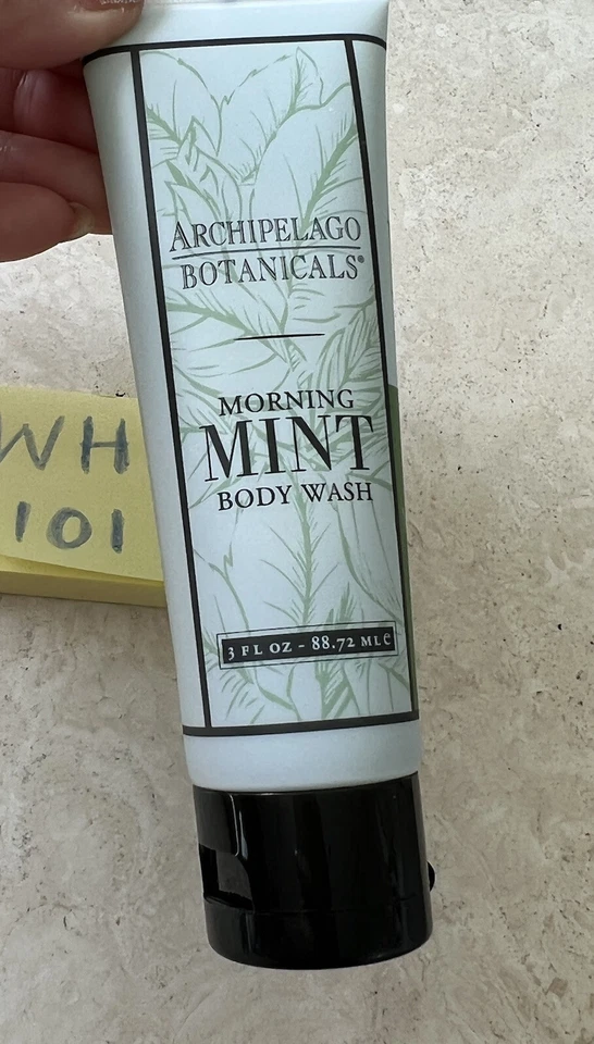 ARCHIPELAGO BOTANICALS Morning Mint Body WASH 3oz/88.7mL TAMANHO LUXO NOVO EM FOLHA - Imagem 3 de 4