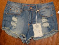 Rue 21 Severe Destroy Stretch Denim Cutoff Shorties Jrs. Shorts Sizes 0, 3, 5