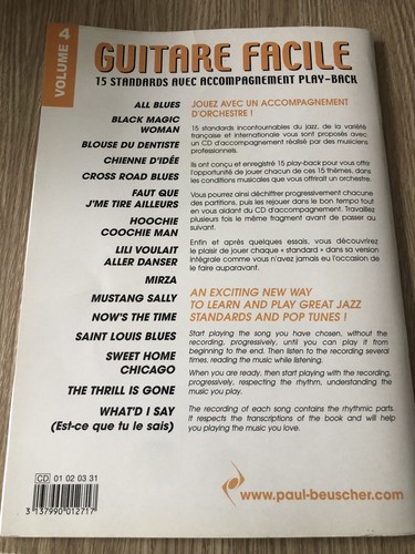 LIVRE GUITARE FACILE SPÉCIAL BLUES VOLUME 4 PAUL BEUSCHER TABLATURES - Picture 3 of 4