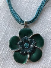 Kette, Modeschmuck, türkis-petrol emailliert, Trachtenschmuck, Durchm. 5 cm