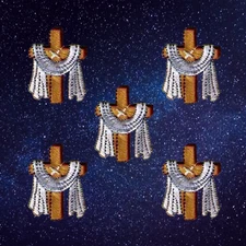 Cross with Robe Patches (5-Pack) Religious Embroidered Iron On Patch Applique