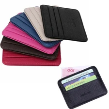 Womens Mens Credit Card Holder Leather Wallet Slim Card Case Purse Front Pocket