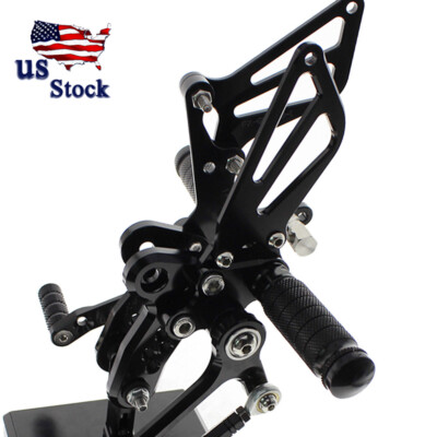 CNC Rearset Foot Pegs Black For Suzuki GSX1300 HAYABUSA 1999-2012 2011 2010 2009