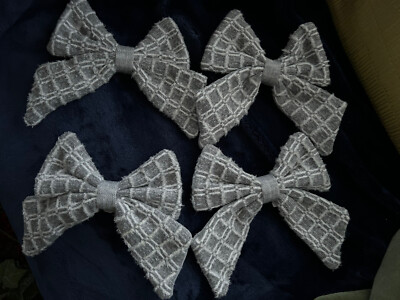 4 luxury tree bows clip on bnwt grey wool knit deluxe designer Decoration Chunky