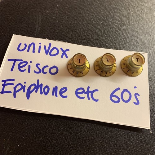 UNIVOX Guitar Knobs Volume & Tone x 2 Teisco Epiphone Etc JAPAN • Vintage Gold