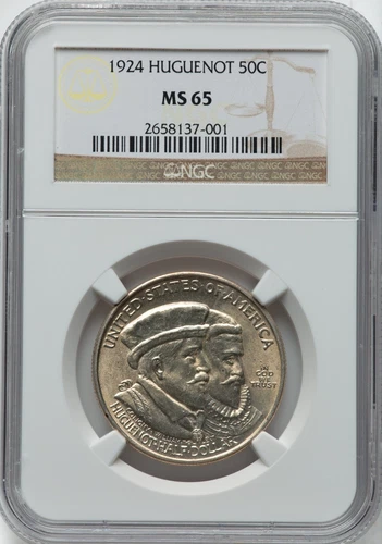 1924 - Huguenot Commemorative Half Dollar - NGC MS65 - LUSTROUS GEM!