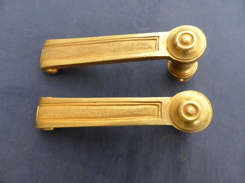 2 Antique Solid Brass ST Door Crutch Handles for Square of 7